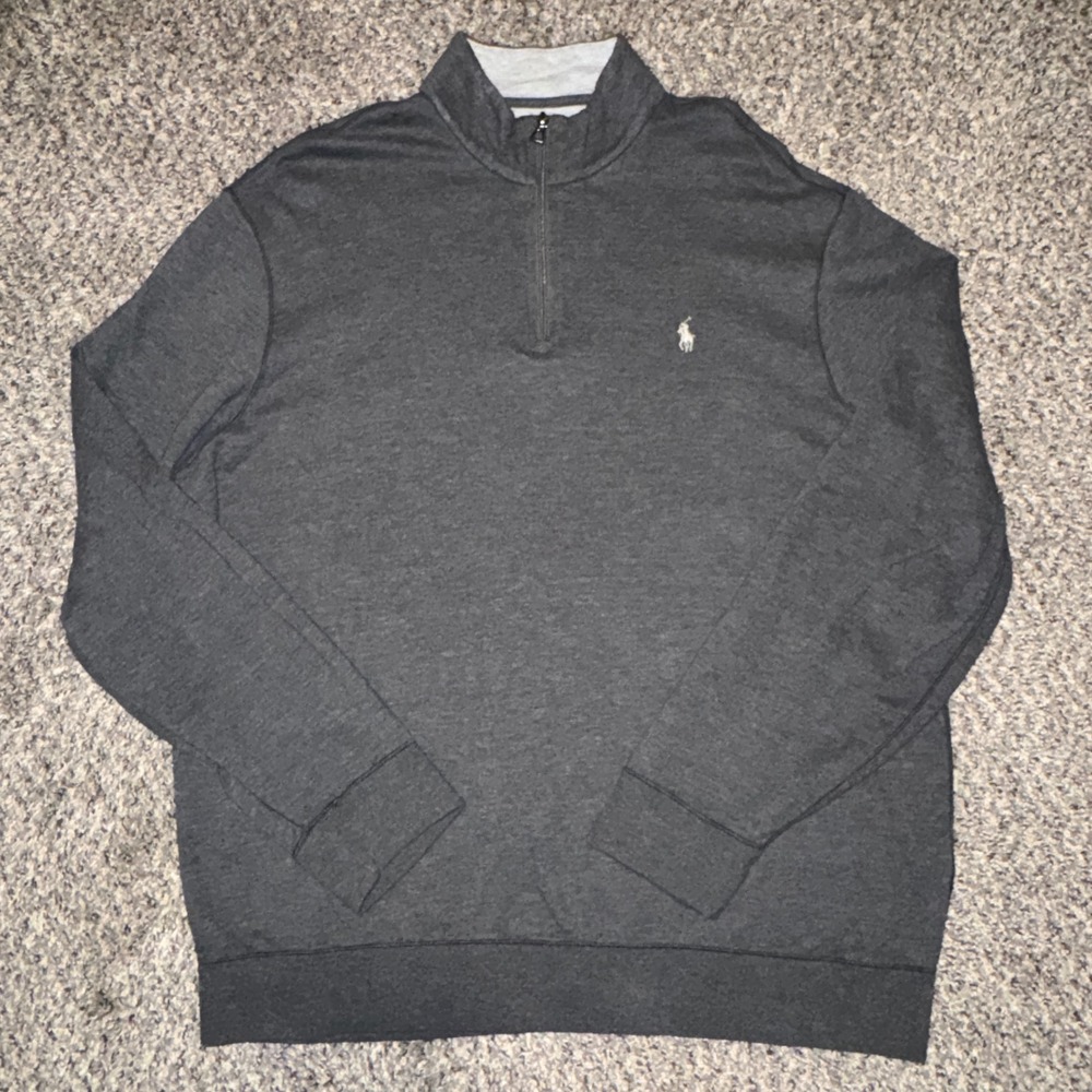 Polo Ralph Lauren Performance Mens XL Quarter Zip Pullover Gray Cotton Blend